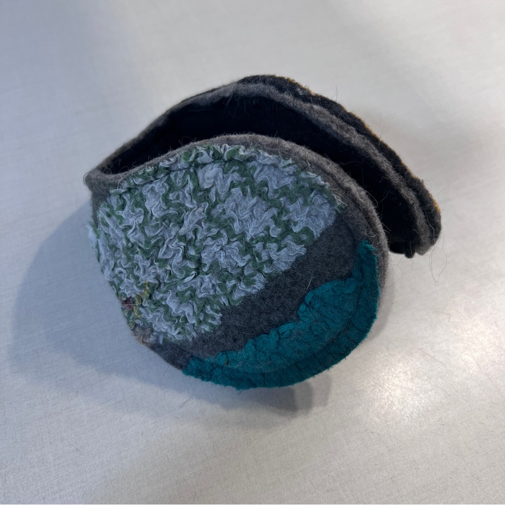 Gray and Green wool ear muffs